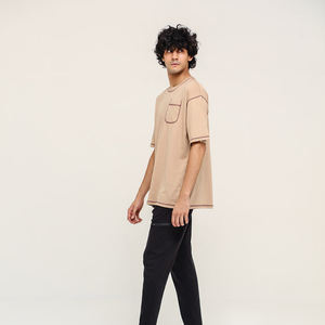 T-shirts pour hommes à épaules tombantes, surdimensionnés, choix populaire des clients, nouvelle édition, vêtements de mode de rue, t-shirt cousu - Product Image 4