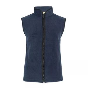 Chaleco sin mangas gris oscuro de poliéster/nailon con cremallera completa y cuello alto para hombre, ropa exterior de forro polar, estilo casual, marca personalizada - Product Image 1