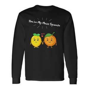 T-shirt à manches longues « You're My Main Squeeze » en orange citron, adapté aux végétariens et aux végétaliens, t-shirt promotionnel - Product Image 1