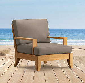 Canapé de salon en teck d'extérieur avec cadre profilé bas et accoudoirs larges pour jardin, bord de piscine et terrasse - Product Image 3