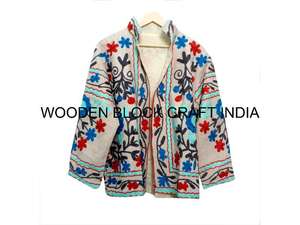 Handmade Suzani <b>Duck</b> Fabric Short Jacket Quilted Cotton Filled Breathable Winter Wear Coat For Women Gift Style Perfect Choicego - Product Image 6
