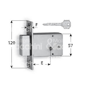 MORTICE SERRURE art. 1500 K 1 jet Plaque avant et arrière en acier chromé Deux couvercles de trou de serrure en acier nickelé 3 clés - Product Image 1