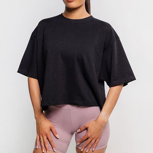 Recién llegado, Camiseta corta de gran tamaño de alta calidad, ropa de calle informal para mujer, camisetas de gran tamaño cortas personalizadas transpirables de secado rápido - Product Image 3