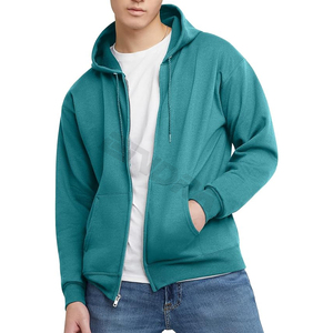 Sudadera con capucha unisex de poliéster con cremallera completa, talla grande, ODM/OEM, para hombre, con logotipo bordado y estampado personalizado, talla XS, tejido polar, color liso. - Product Image 1
