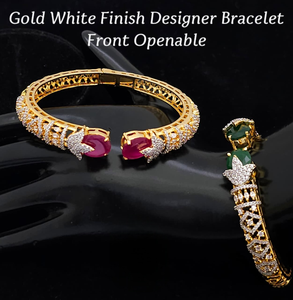 Gold White Finish Designer <b>Bracelet</b> Front Openable Perfect For Wedding Functions, Party Wear Minimal Wear Beautiful Design - Product Image 2