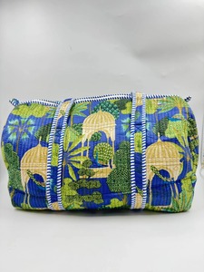 Algodón Kantha acolchado Boho azul Casual Weekender Duffle Tote Bag lujo deporte gran capacidad Zip equipaje alta calidad duradero - Product Image 5