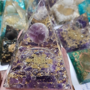 ใหม่คริสตัลอเมทิสต์คริสตัลบําบัดธรรมชาติ EMF ป้องกันพลังงานออร์กอนพีระมิดทางจิตวิญญาณออร์กอนไนต์พีระมิด - Product Image 1