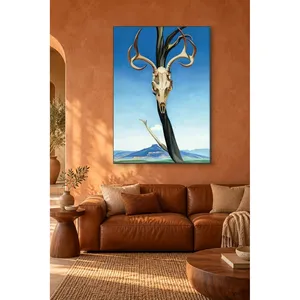 Impresión en lienzo de Fida Georgia O'Keeffe con diseño de cráneo de ciervo y montaña Pedernal - Product Image 4