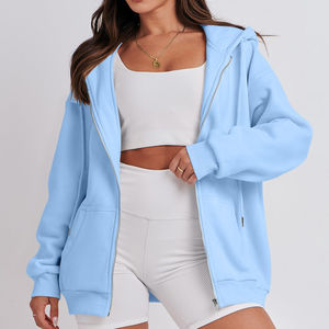 Sudadera con Capucha Deportiva de Color Sólido para Mujer, Estilo Holgado, Otoño Invierno, Logotipo Personalizado en la Parte Delantera, Venta Caliente - Product Image 4