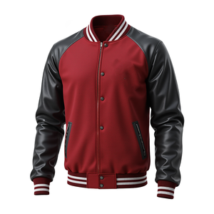 Veste pour hommes tendance personnalisée de haute qualité Style universitaire Letterman avec corps en laine manches en cuir véritable vêtements d'hiver élégants et intelligents - Product Image 2
