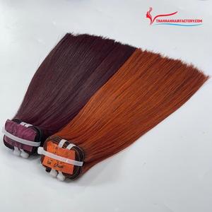 ¡COLORES NUEVOS! Extensión de cabello humano liso a todo color, máquina de trama, cabello de alta calidad, color vino tinto, 14 pulgadas - Product Image 6