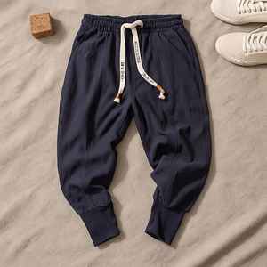 Pantalon de jogging décontracté d'hiver en coton, coupe fuselée, chevilles côtelées, taille ajustable, texture douce, respirant - Product Image 2