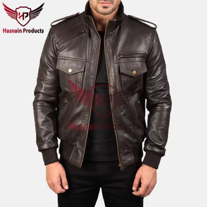 Blouson aviateur brun Agent Shadow personnalisé de style cool pour hommes Blouson en cuir d'hiver - Product Image 2