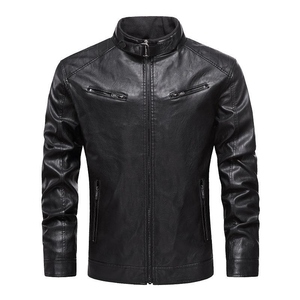 Vente en gros d'usine de vestes en cuir pour hommes à col montant Oem Odm personnalisé Vêtements tendance d'hiver de haute qualité disponibles dans toutes les tailles - Product Image 1