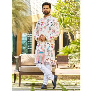 Approvisionnement en gros aujourd'hui présentant la cérémonie de mariage pour hommes Kurta avec pierre embellissement Heavywear disponible à la quantité en vrac - Product Image 2