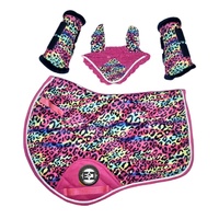 Gökkuşağı leopar süblimasyon eyer Set Matchy pembe Schabracke kordon ile Polyester dolum bambu astar yağmur domuzu leopar 2025
