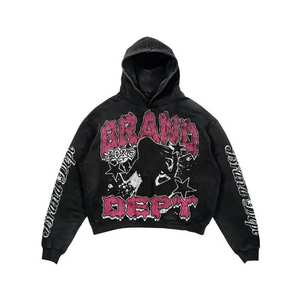 Trendy Design Custom Washed Tracksuit Distressed Embroidery French Terry <b>Drop</b> Shoulder Cotton Made Boxy Tracksuit - Product Image 2