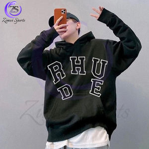 Nouveautés entièrement personnalisés Sweats à capuche pour hommes en coton respirant avec broderie chenille surdimensionnée et vintage de haute qualité - Product Image 2