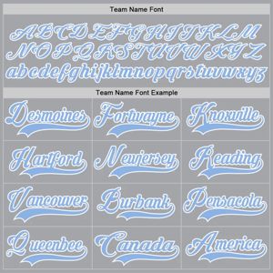 OEM Fabrication sur mesure Vente en gros sur mesure Gris Bleu clair-Blanc Maillot de hockey de haute qualité à col en dentelle - Product Image 4