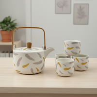 3460255Set-0.6 Théière en céramique de qualité supérieure Conception de rétention de la chaleur 600 ml Pour les restaurants et les cafés