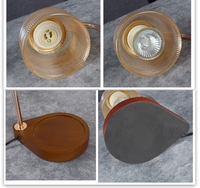 Lampe chauffante personnalisable en gros avec base en bois en forme de goutte d'eau gradateur électrique réglage du logo verre matériel
