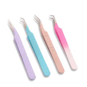 Pince à épiler d'extension de cils en acier inoxydable à poignée diamantée Pointe en fibre antistatique Pince à épiler non corrosive - Product Image 3