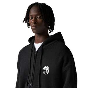 <b>Black</b> Knit ZipUp <b>Hoodie</b> with logo Emblem Stylish and Comfortable <b>Hoodie</b> for <b>Men</b> and Women Ideal for Casual and Everyday Wear - Product Image 4