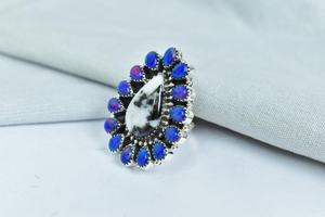 Zèbre fait à la main jaspe en argent Sterling lunette réglage bague réglable aurore opale grappe pour les femmes fête de mariage édition limitée - Product Image 4