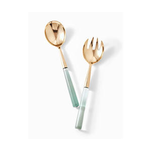 ชุดเสริฟสลัดสแตนเลสพร้อมแผ่นชุบทองดีไซน์รูปใบไม้เป็นมิตรต่อสิ่งแวดล้อมทนทานสำหรับงานแต่งงาน - Product Image 4