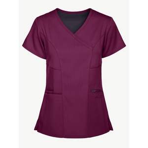 ชุดสครับเนอร์คอวีสำหรับผู้หญิงชุดพยาบาลคลินิกโรงพยาบาลคลินิกสปาร้านทำสปาดีไซน์เนอร์ออกแบบได้ตามต้องการ - Product Image 4