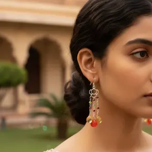 Boucles d'oreilles vintage en forme de goutte d'eau plaquées or 14 carats, argent 925, pierre précieuse, diamant en or 14 carats, perle chrétienne pour le port quotidien des femmes, mariage - Product Image 2