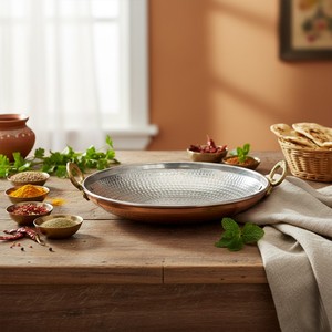 กระทะทองแดงสำหรับเตาแม่เหล็กไฟฟ้า วัสดุเหล็ก ไม่มีฝาปิด สำหรับทำอาหาร - Product Image 1