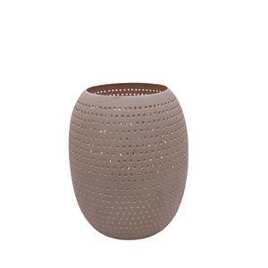 Lot de 2 bougies votives rondes en fer couleur gris clair de petite taille pour dessus de Table et décoration de noël - Product Image 2