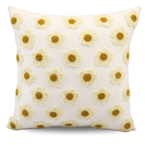 Funda de Cojín Decorativa Personalizable de Algodón Texturizado con Patrón de Margarita Floral Tejida a Crochet para Sofá, Sala de Estar, Decoración del Hogar - Product Image 1
