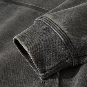 Nouveau sweat à capuche zippé en molleton épais 500 g/m² pour homme, coupe droite, effet vieilli délavé et brodé, 100 % coton, effet soleil éclairé, vente en gros - Product Image 4