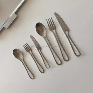 Juego de Cubiertos de acero inoxidable con Diseño de Contorno elegante, vajilla de boda moderna de lujo, vajilla de madera, disponibilidad al por mayor - Product Image 6