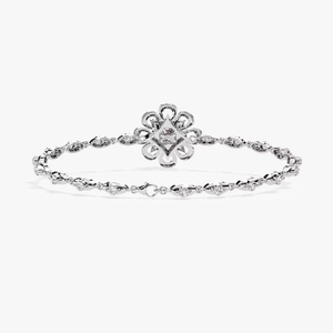 Bracelet de tennis en diamant de Moissanite taillé en or blanc 14K, beau cadeau d'anniversaire de bracelet rond en diamant blanc - Product Image 2