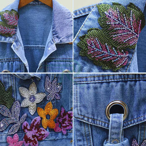 แจ็กเก็ตยีนส์ครอปแขนยาวของผู้หญิงเสื้อนอกลำลองฤดูหนาวระบายอากาศดี OEM - Product Image 4