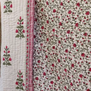 Razai Jaipuri花卉印花印花棉被可翻转棉被家庭装饰批发床上用品大号