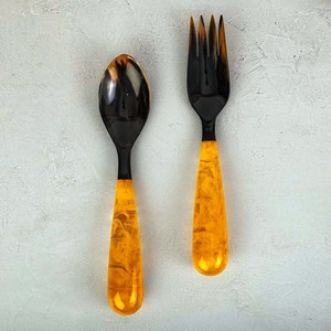 Juego de Cucharas de Madera Hechas a Mano para Servir y Cocinar, Servidor de Ensaladas de Madera Natural con 2 Espátulas, Utensilios Hechos a Mano Sostenibles - Product Image 5