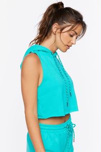 Haut court à capuche en molleton 100 % coton pour femmes européennes et américaines, sans manches, idéal pour l'été - Product Image 2