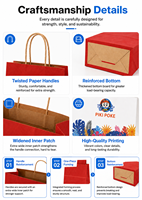 Bolsa de Regalo Gourmet para Tienda de Licores Especializados, Moderna y Exquisita, Resistente y Duradera, de 120 g/m², Ideal para Entrega de Pizza en Restaurantes