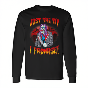 Camiseta de manga larga con diseño de payaso de Halloween, diseño de calavera sangrienta, Just The Tip I Promise - Product Image 2