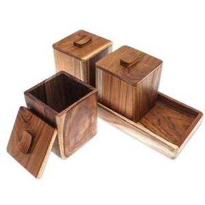 Shisham & Mango Wooden Canister <b>Set</b> of 2 For <b>Sugar</b> <b>Coffee</b> <b>Tea</b> &home storage Kitchenware Accessories & Wood Storage Canisters - Product Image 4