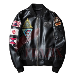 เสื้อแจ็คเก็ตหนังผู้ชายแบบมีซิป ทรงเข้ารูป คอตั้ง ปักโลโก้ได้ - Product Image 5