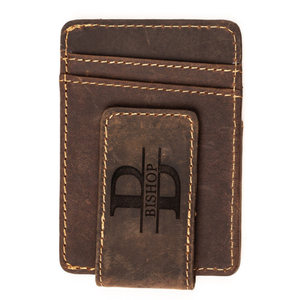 Clip magnético personalizado para dinero, billetera de cuero con tarjetero para hombre - Product Image 1