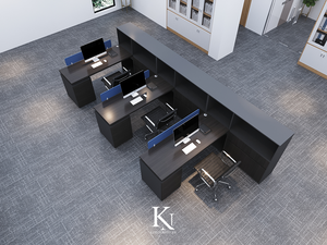 Mejor precio Muebles de oficina modernos Escritorios de oficina de madera 4200x1500x750mm Mesa de escritorio de equipo Racimo con color azul negro - Product Image 4