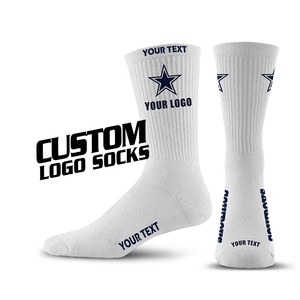 Custom Logo Crew <b>Socks</b> <b>Men</b> <b>White</b> Cotton Breathable Knitted Sport <b>Socks</b> With Print Design Summer Daily Use - Product Image 1