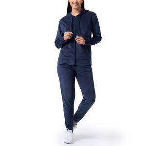 Ensemble de survêtement en velours pour femmes, deux pièces, sweat-shirt et pantalon de survêtement, vêtements de sport actifs pour femmes, design personnalisé - Product Image 1