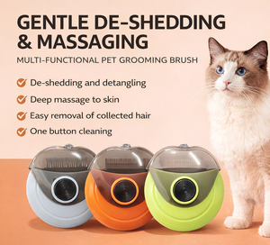 Self Cleaning Plastic & Silicone Pet Grooming Brush <b>Dog</b> Cat Deshedding Slicker One <b>Button</b> Hair Removal Massage Comb - Product Image 2